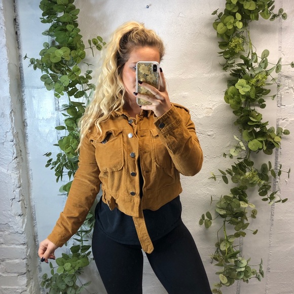 Free People Jackets & Blazers - Free People Everlyn Jacket S Mustard Cropped